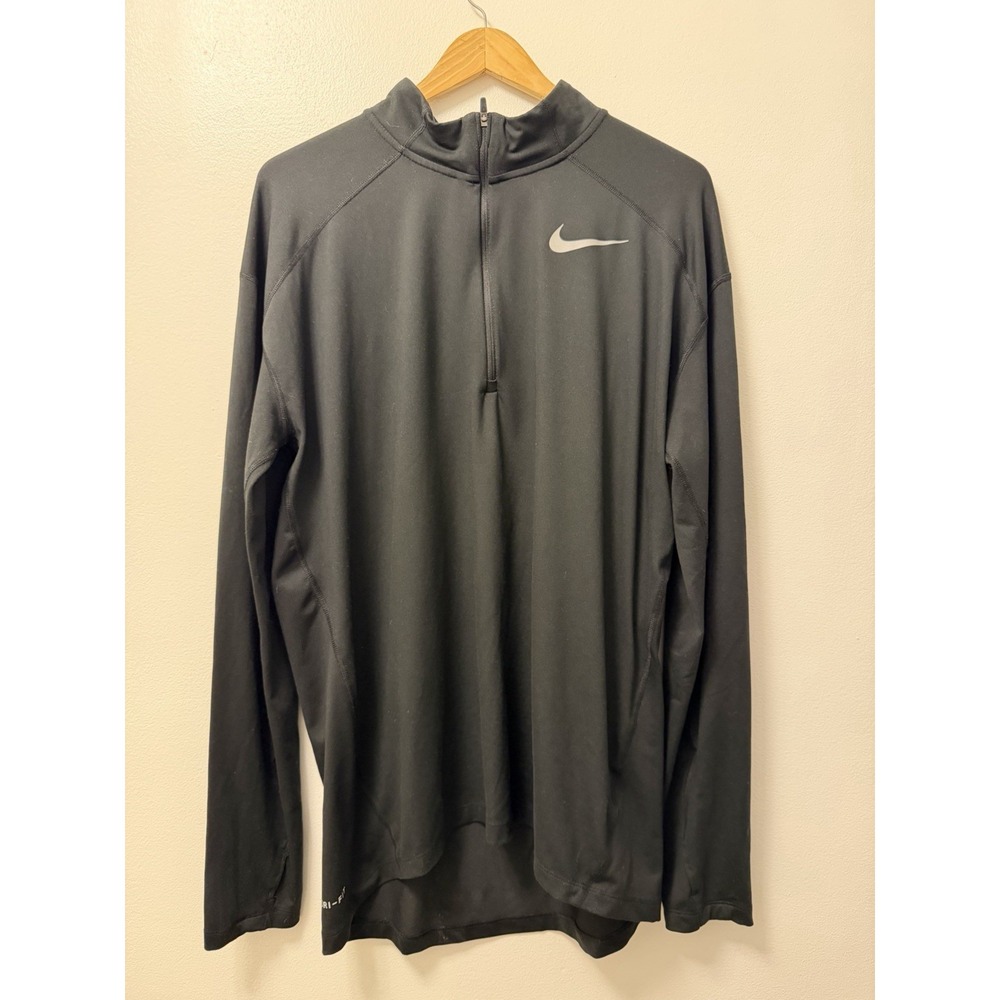 Nike Running Dri-FIT Black Quarter Zip Pullover Men's Large Lightweight